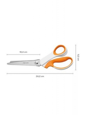 Olló, cikkcakk, 24,2 cm, FISKARS "SoftGrip™", fehér/narancssárga